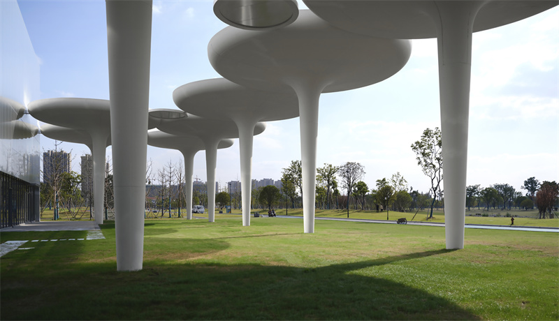 网球馆与公园交接处伞状柱廊形成的灰空间【Grey space formed by umbrella structure at the junction of tennis hall and Park】.JPG